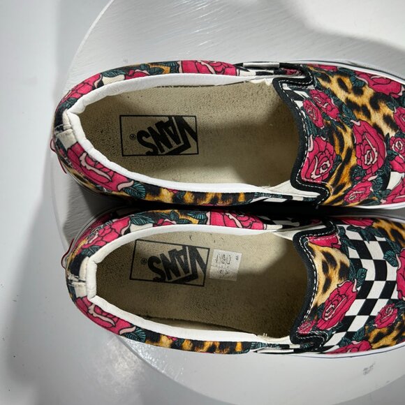 RARE Vans Classic Rose Leopard Animal Print Womens Size 9 Shoes Sneakers Slip-On - Picture 8 of 11